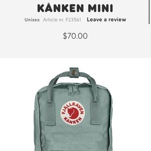 Fjallraven Kanken Mini Backpack